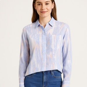Nine West long sleeve patterned button-up top, XS